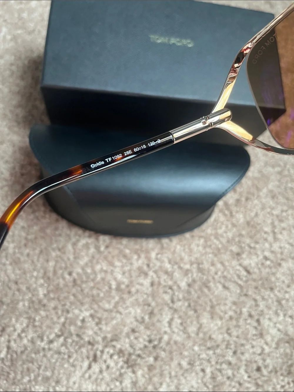 Tom Ford Rose Gold Metal Sunglasses with Brown Lenses